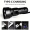 1000LM USB Rechargeable LED Flashlight With Red Light Mode Type C Fast Charging 3
