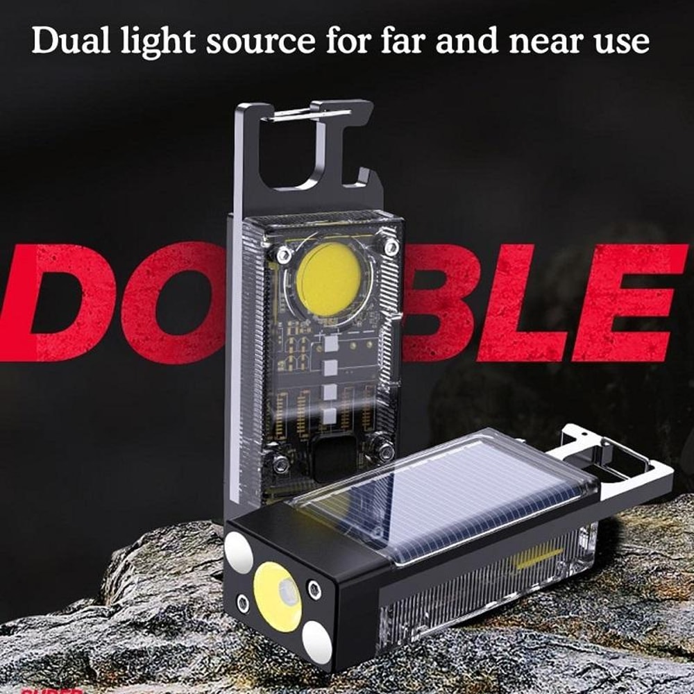 Solar Powered Mini Keychain LED Light For Camping Outdoors 9