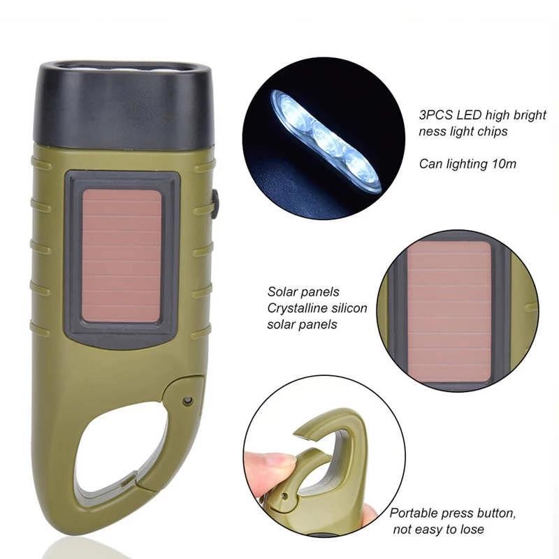 AOTU Solar Hand Crank Flashlight Emergency LED Camping Torch 8