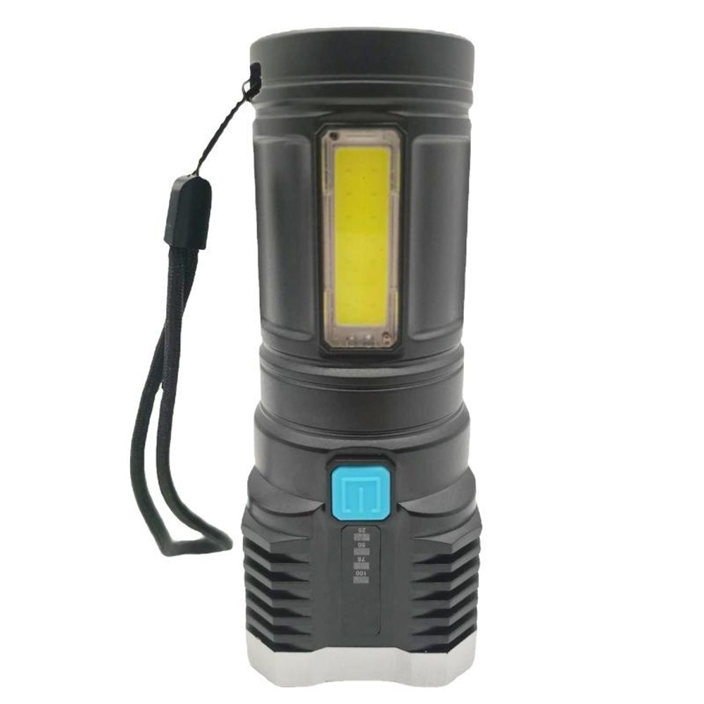 S03 USB Rechargeable Flashlight With COB Work Light And 200m Long Range Beam 1