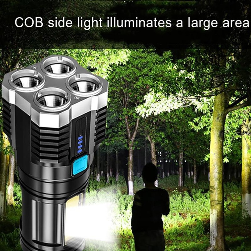 S03 USB Rechargeable Flashlight With COB Work Light And 200m Long Range Beam 2