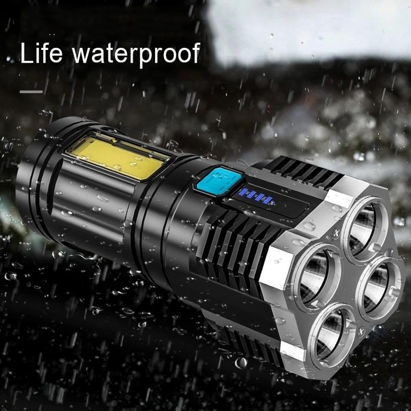 S03 USB Rechargeable Flashlight With COB Work Light And 200m Long Range Beam 5