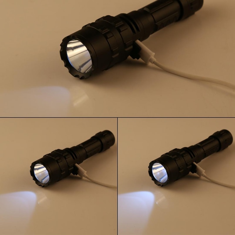 Tactical 10W USB Rechargeable LED Flashlight High Brightness 5 Modes Waterproof Torch 2