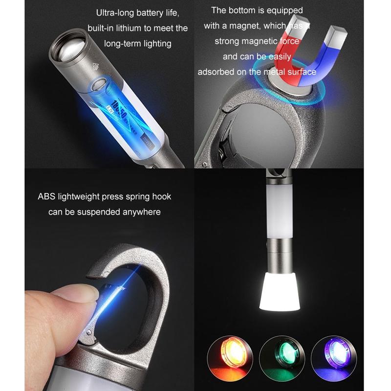 Long Range Laser Flashlight Camping Lantern With Magnetic Base USB C Rechargeable Light 3