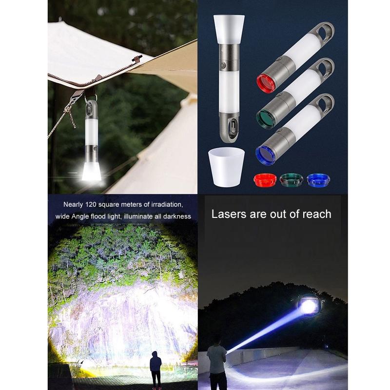 Long Range Laser Flashlight Camping Lantern With Magnetic Base USB C Rechargeable Light 4