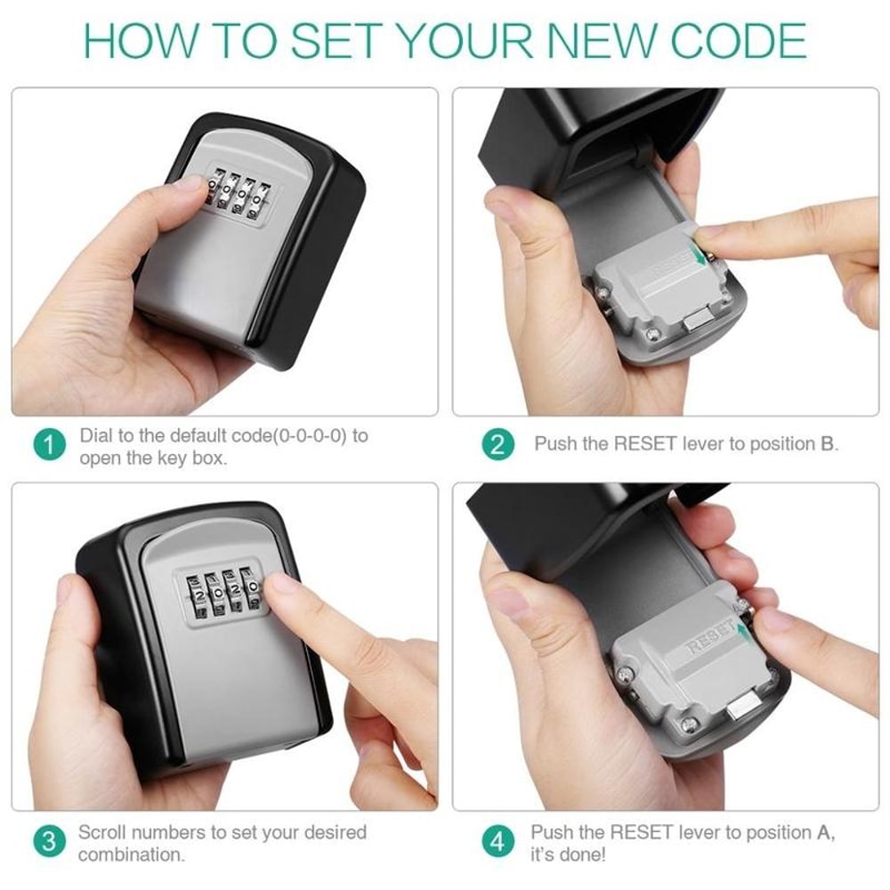 SecureGuard 4 Digit Wall Mounted Key Lock Box With Heavy Duty Aluminum Alloy Housing 6