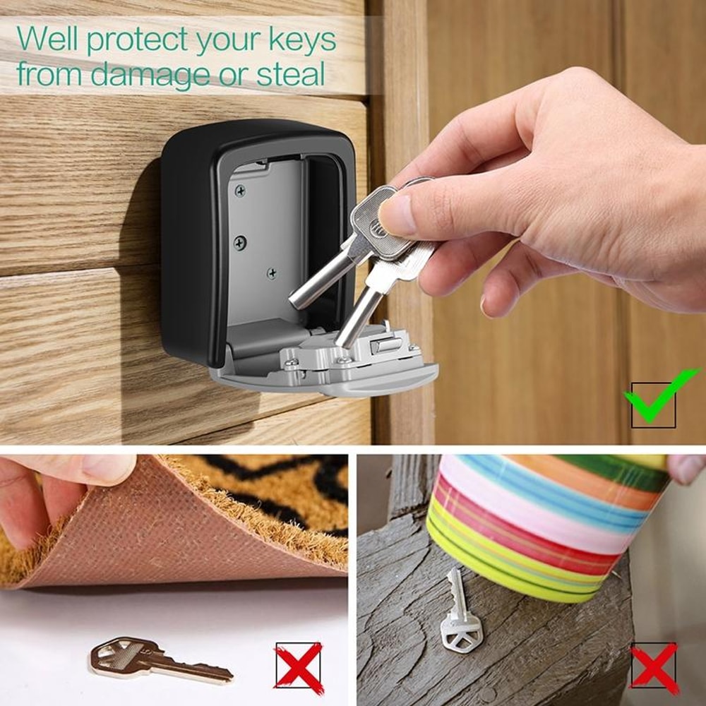 SecureGuard 4 Digit Wall Mounted Key Lock Box With Heavy Duty Aluminum Alloy Housing 9