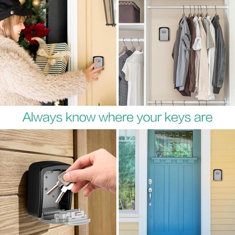 SecureGuard 4 Digit Wall Mounted Key Lock Box With Heavy Duty Aluminum Alloy Housing 11