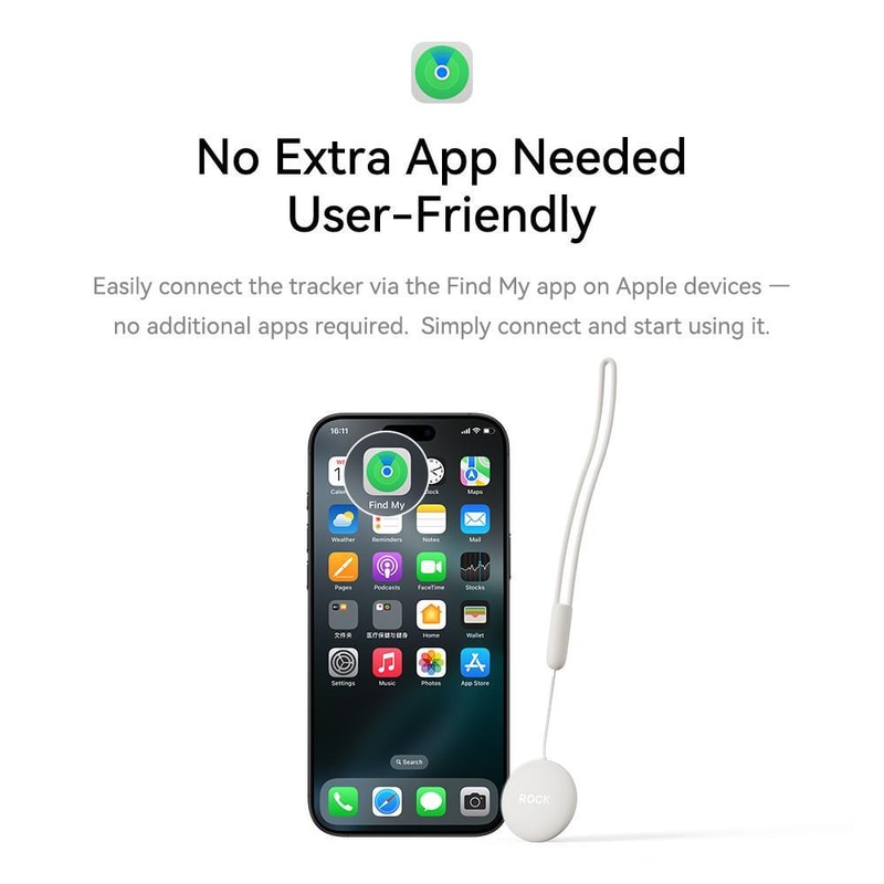 ROCK Smart Bluetooth Tracker Tag For Keys Wallets Luggage With Find My App 2