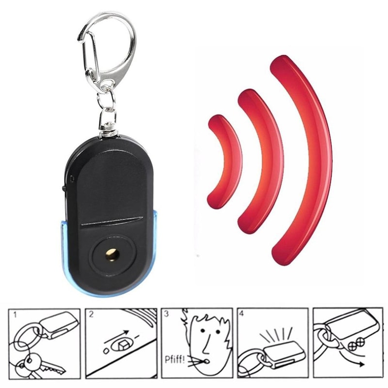 Whistle Activated Key Finder Set With LED Flash Locator 5 Pack Portable Anti Lost Tracker 4
