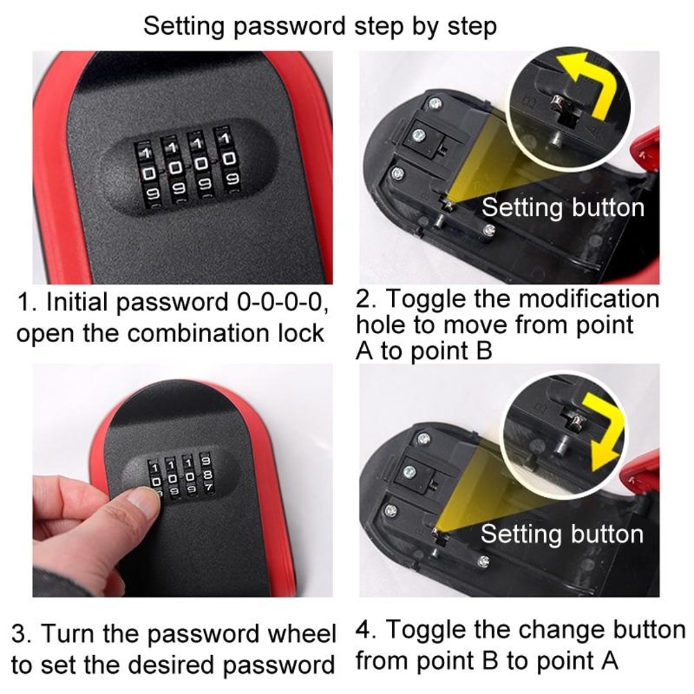 Portable Combination Key Storage Box With 4 Digit Lock Secure Home Office Key Safe 7