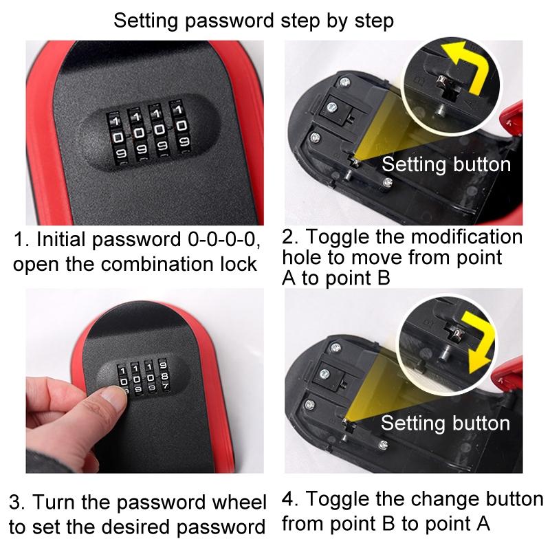 Portable Combination Key Storage Box With 4 Digit Lock Secure Home Office Key Safe 7