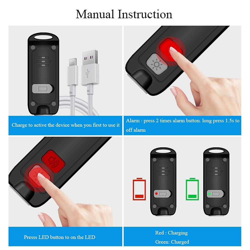 GuardianGlow 130dB Personal Safety Alarm Keychain With LED Flashlight USB C Rechargeable Protectio 8