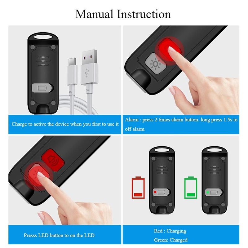 GuardianGlow 130dB Personal Safety Alarm Keychain With LED Flashlight USB C Rechargeable Protectio 8