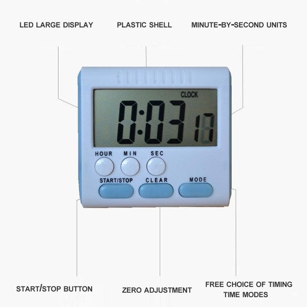 24 Hour Digital Kitchen Timer Alarm Clock With Magnetic Back And Large LCD Display 1