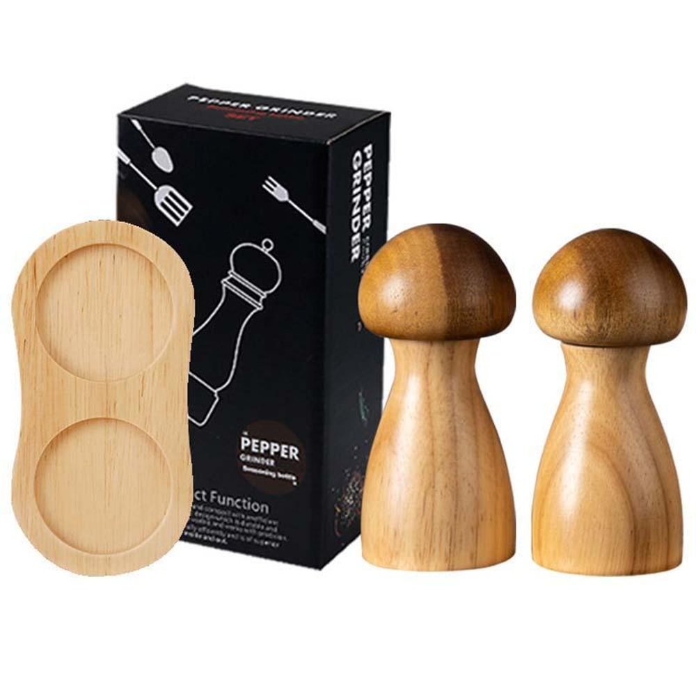 Premium Wooden Pepper Grinder Mushroom Shaped Pepper Mill Manual Kitchen Spice Grinder 6