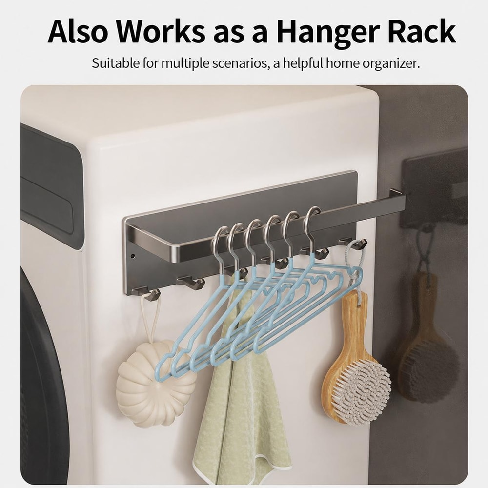 Magnetic Kitchen Roll Holder With 6 Hooks No Drill Storage Rack 3