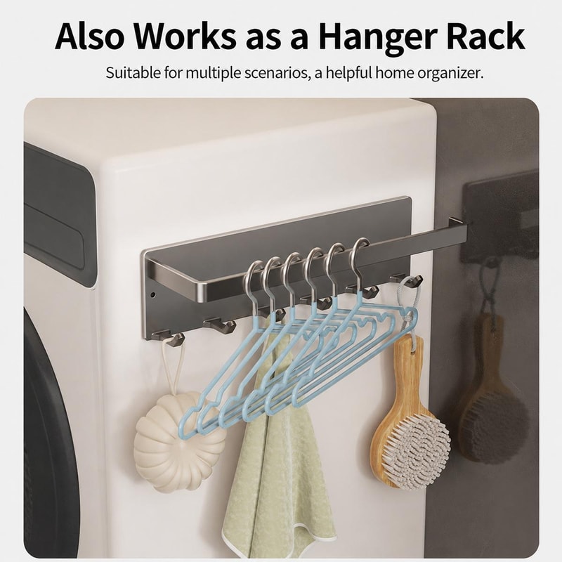 Magnetic Kitchen Roll Holder With 6 Hooks No Drill Storage Rack 3