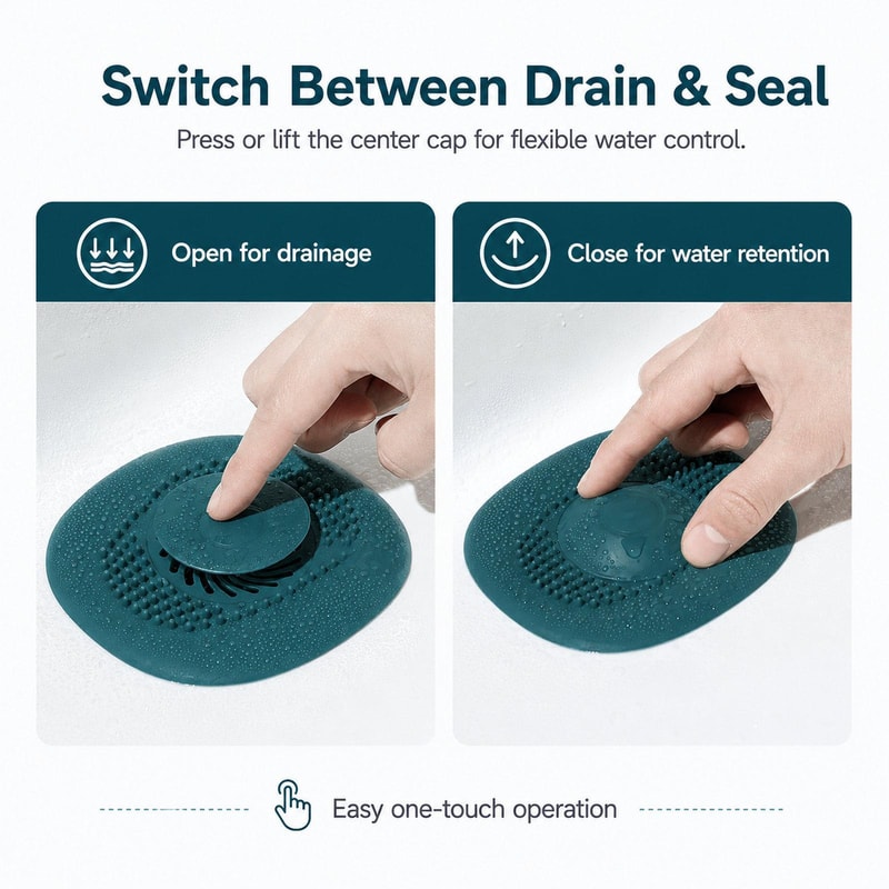 AquaFlow Push Button Drain Hair Catcher Sink Drain Cover 8