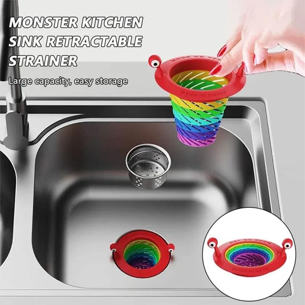 MonsterGuard Universal Retractable Kitchen Sink Strainer Floor Drain Filter 3