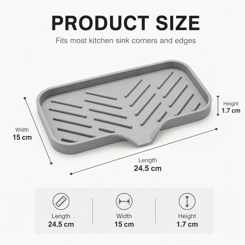 Large Self Draining Silicone Sink Tray Kitchen Sponge Holder 3