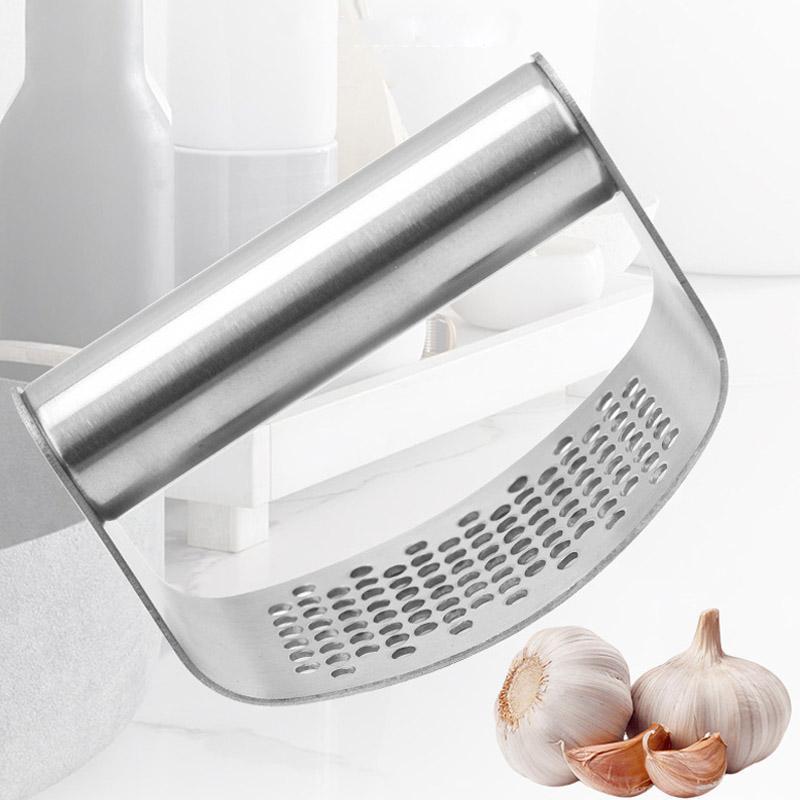 Heavy Duty Curved Stainless Steel Garlic Press Professional Kitchen Garlic Crusher Tool 6