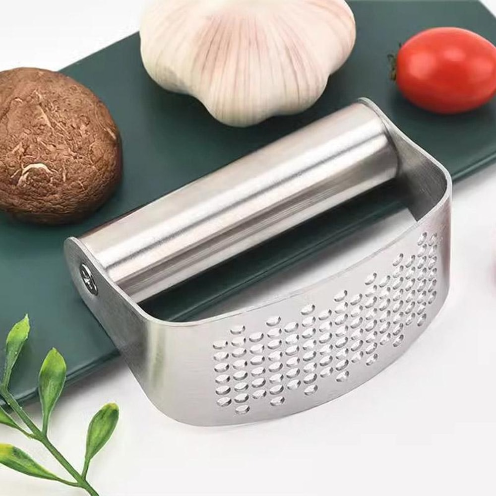 Heavy Duty Curved Stainless Steel Garlic Press Professional Kitchen Garlic Crusher Tool 2