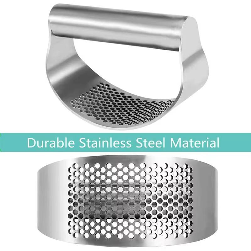 Heavy Duty Curved Stainless Steel Garlic Press Professional Kitchen Garlic Crusher Tool 4