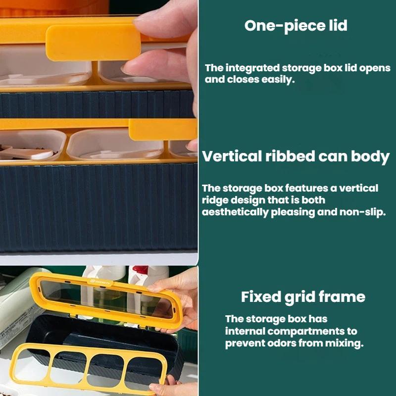 Premium 4 Grid Kitchen Spice Storage Box Space Saving Seasoning Box Spice Storage Container 8