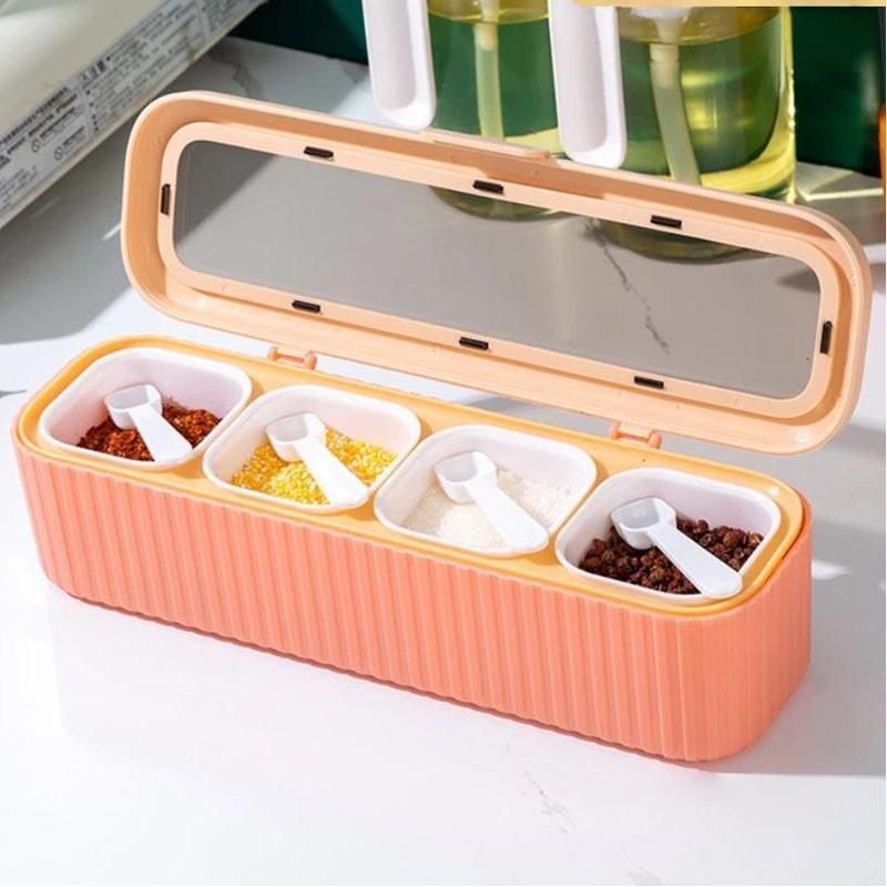 Premium 4 Grid Kitchen Spice Storage Box Space Saving Seasoning Box Spice Storage Container 5