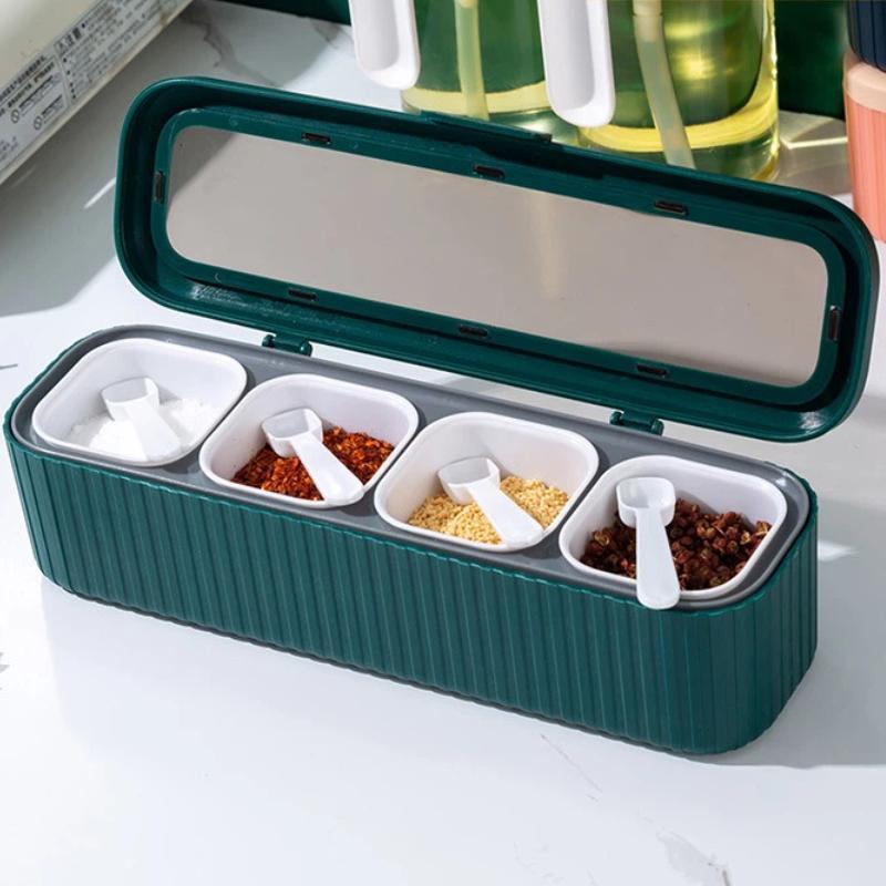Premium 4 Grid Kitchen Spice Storage Box Space Saving Seasoning Box Spice Storage Container 9
