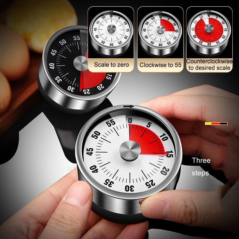 Premium Stainless Steel Mechanical Kitchen Timer With Magnetic Base 11