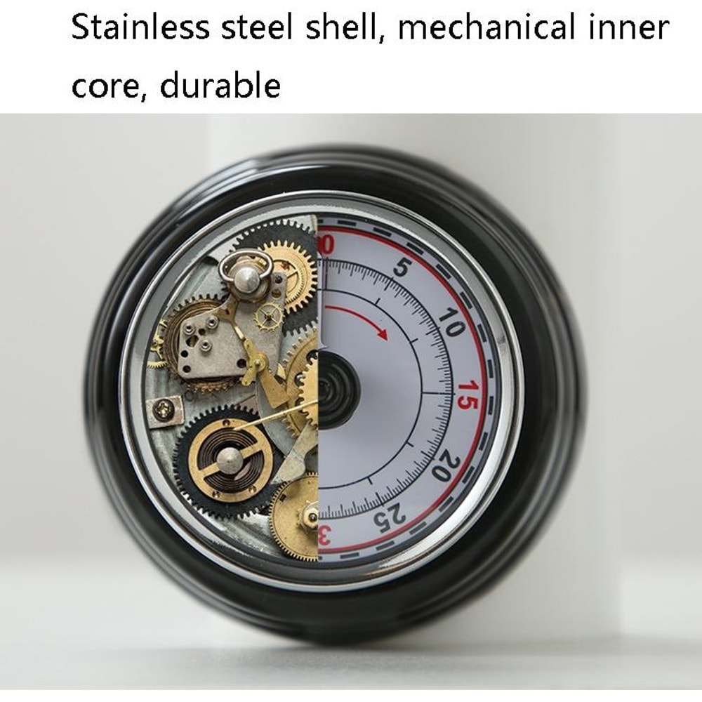 Magnetic Stainless Steel Mechanical Kitchen Timer Battery Free Countdown Clock 1