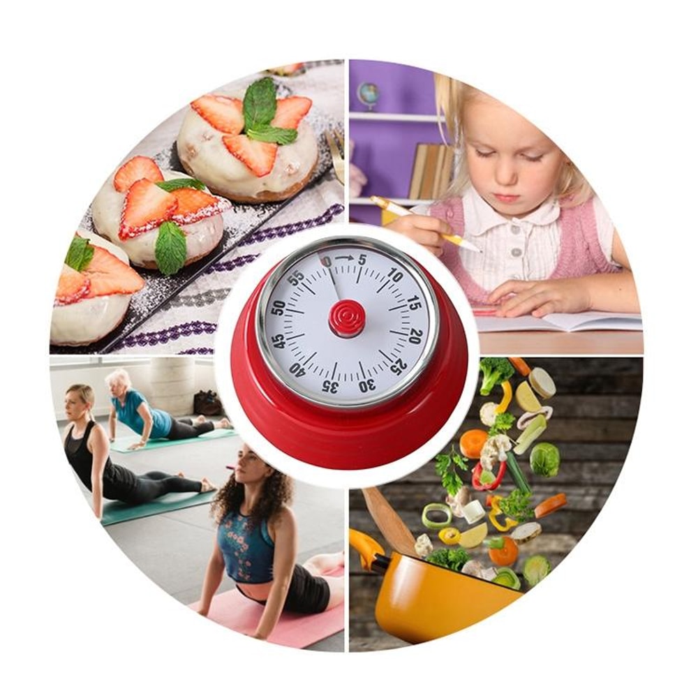 Magnetic Stainless Steel Mechanical Kitchen Timer Battery Free Countdown Clock 5