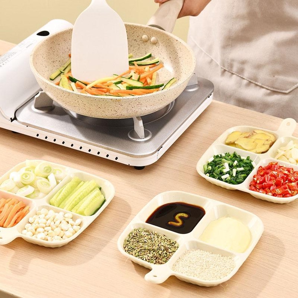 4 Compartment Snack Spice Serving Tray With Handle Food Storage Organizer 8