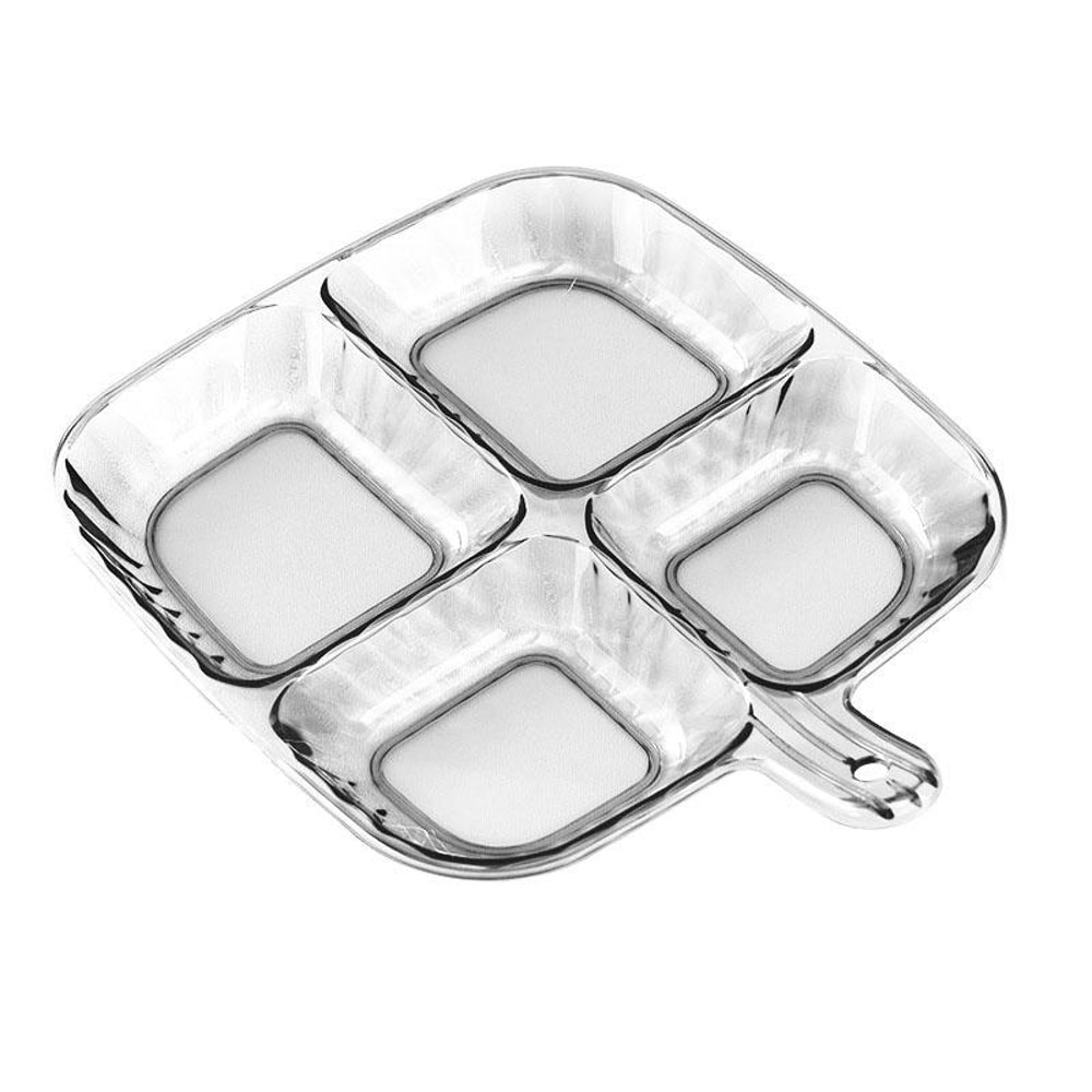 4 Compartment Snack Spice Serving Tray With Handle Food Storage Organizer 4