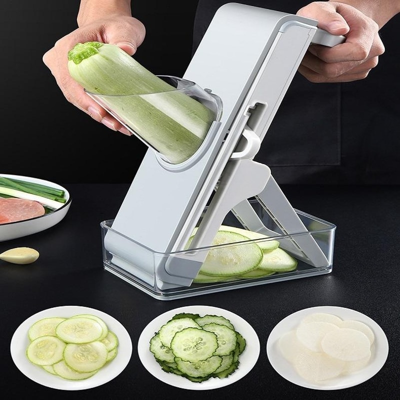 Premium Kitchen Manual Vegetable Slicer Grater Food Prep Press 4