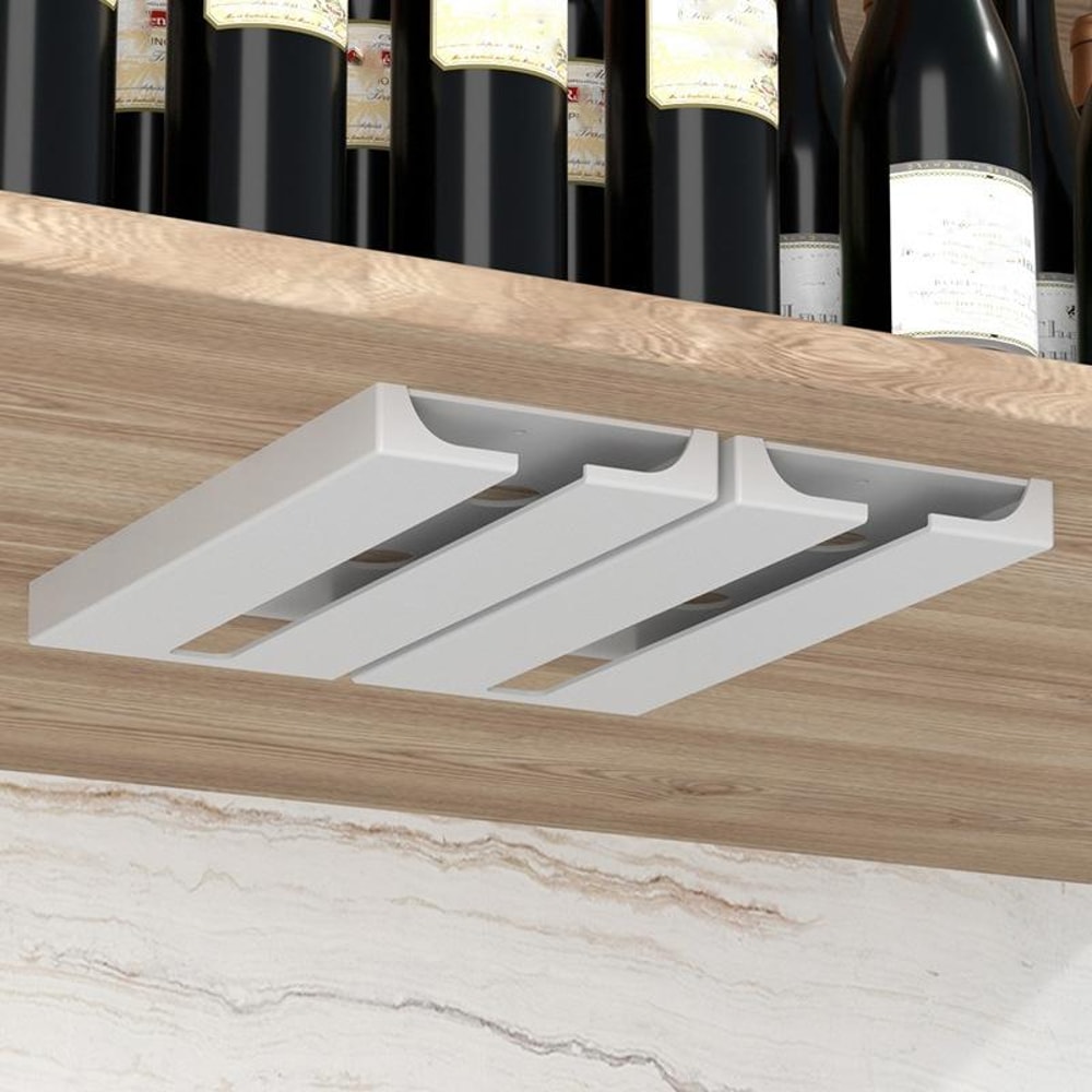 Free Punch Wine Glass Rack Under Cabinet Hanging Holder For Kitchen Bar Storage 4