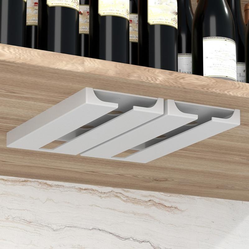 Free Punch Wine Glass Rack Under Cabinet Hanging Holder For Kitchen Bar Storage 4