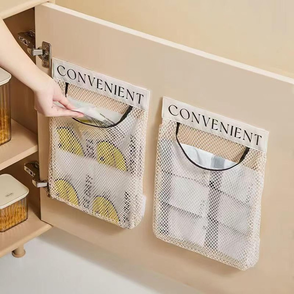 Detachable Wall Mount Mesh Grocery Bag Holder Dispenser Organizer 1
