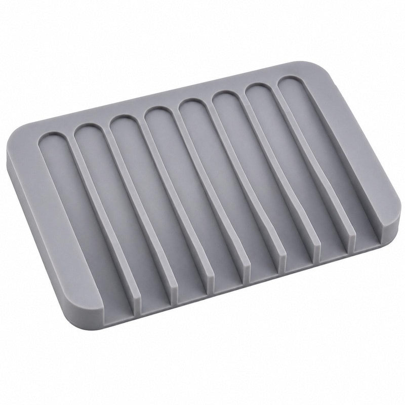 Flexible Self Draining Silicone Soap Dish Holder For Bathroom Kitchen 5