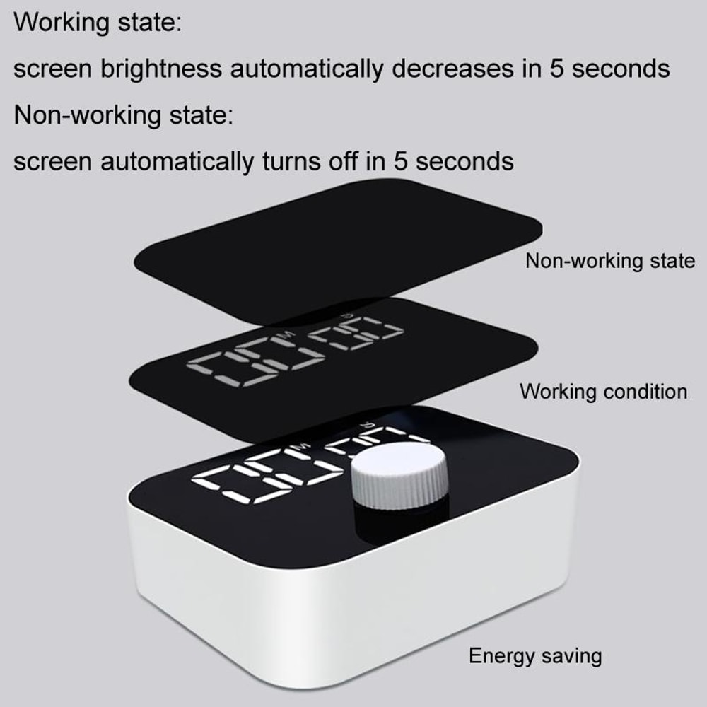 Silent LED Magnetic Kitchen Timer With Large LED Display Countdown Memory 5