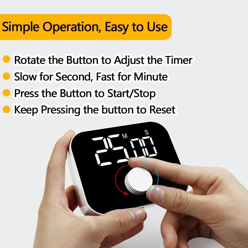 Silent LED Magnetic Kitchen Timer With Large LED Display Countdown Memory 6