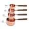 Premium Walnut Handle Kitchen Baking Copper Plated Measuring Cups And Spoon Set 4