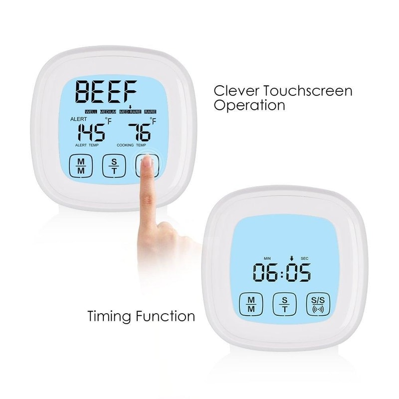 Premium Touch Screen Kitchen Thermometer With Programmable BBQ Temperature Timer 4