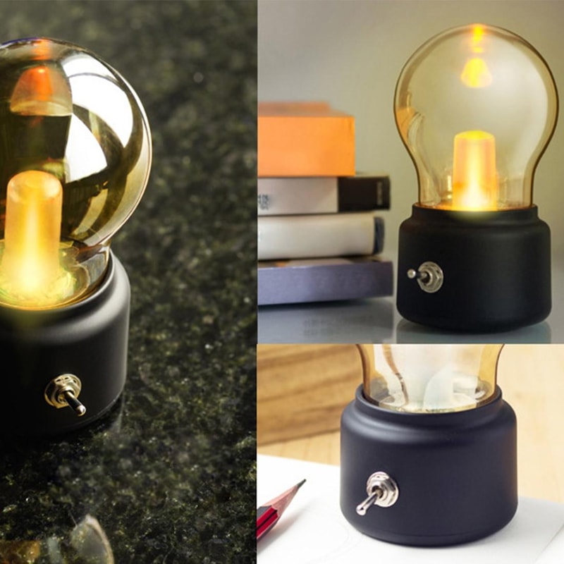 USB Rechargeable Night Light Retro Warm Ambient Bedside Lamp 6