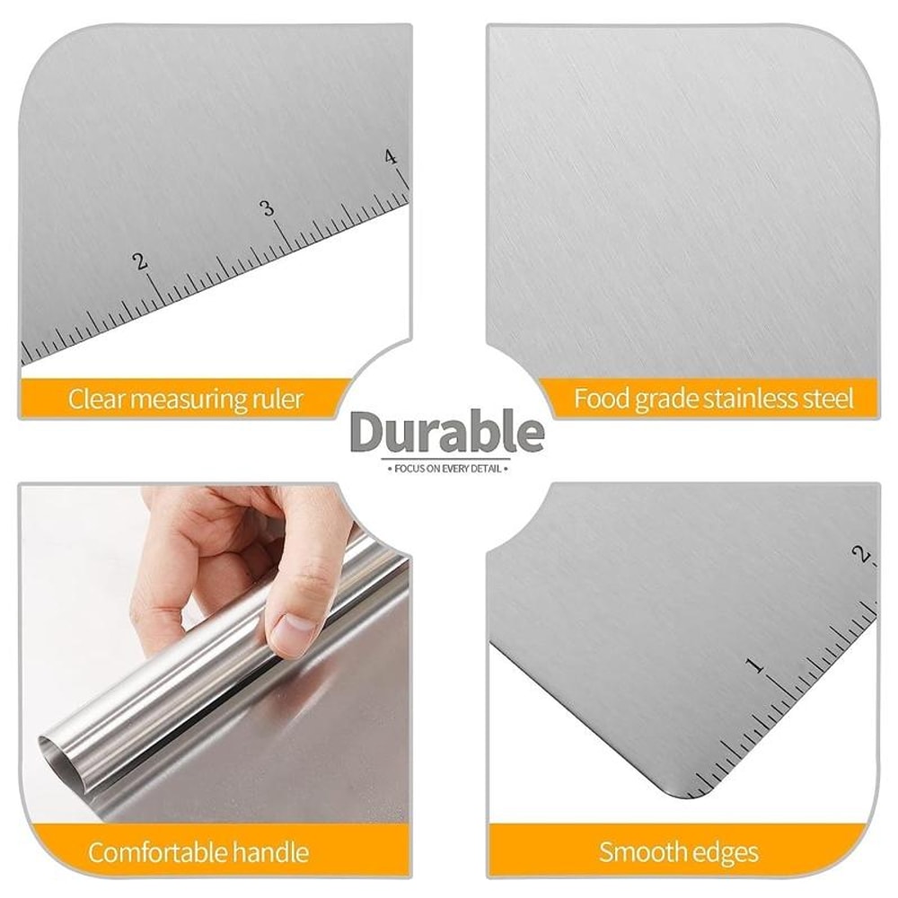Premium Stainless Steel Kitchen Dough Noodle Scraper With Scale 2