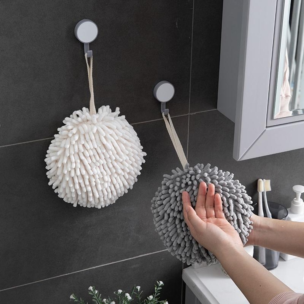 Premium Hanging Chenille Hand Towel Ball Quick Dry Super Absorbent 0