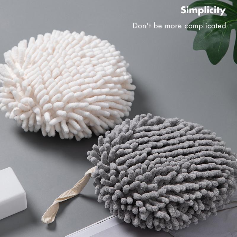 Premium Hanging Chenille Hand Towel Ball Quick Dry Super Absorbent 8