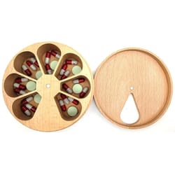 natural beech wood 7 compartment herb & medicine storage box organizer